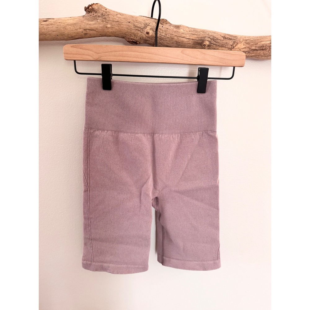Everlane Seamless Ribbed High Waisted Biker Shorts Mauve Purple Athleisure XS/S